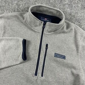 Vineyard Vines Pullover Mens XL Gray Excellent Quarter Zip Fleece Lined Mock